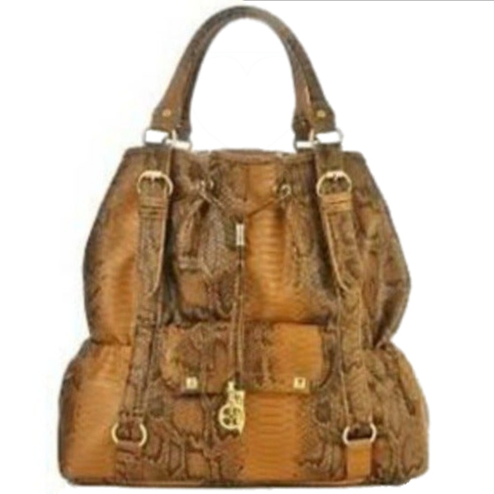 IMAN City Chic Tote Brown Faux Snakeskin NWOT
